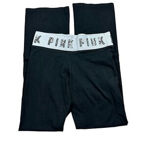 VICTORIA’S SECRET PINK: Y2K Sequin Logo Waistband Yoga Leggings -Size Large